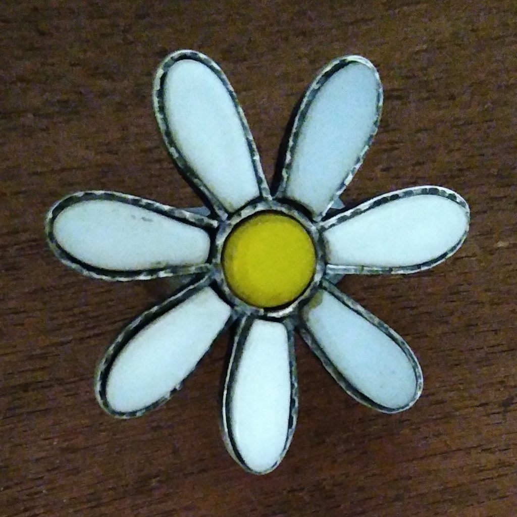 Anillo de plata y cristal blanco y amarillo